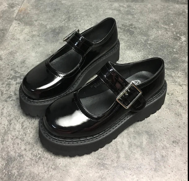 Platform Mary Jane Shoes for Women - Retro Style Black