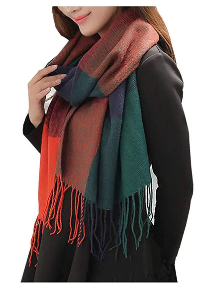2020 Fall Winter Korean Long Plaid Cashmere Scarf