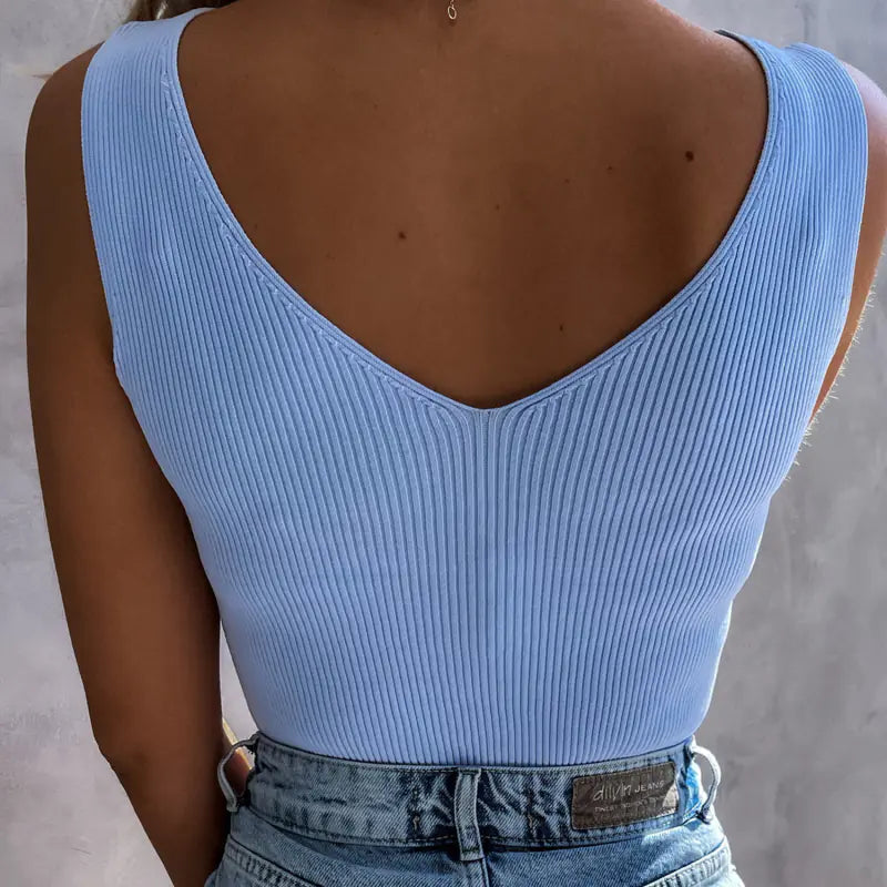 V-Neck Ice Silk Sleeveless Tank Top for Women