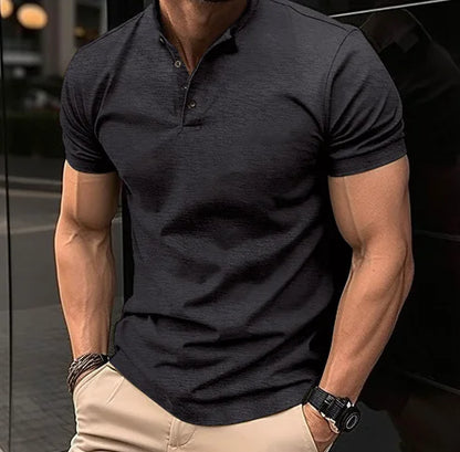 Button-Up Solid Color T-Shirt