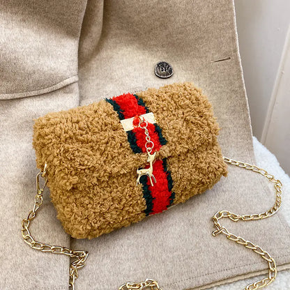 Hand-Woven Fleece Lined Plush One-Shoulder Bag