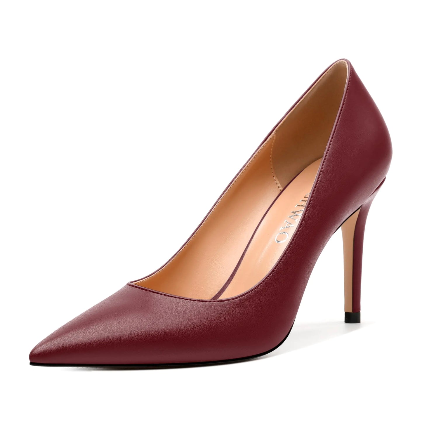 RLYGHWAO Womens Pumps Pointed Closed Toe Stiletto High Heels Fashion Solid Matte Shoes for Women Burgundy Matte Size 6.5