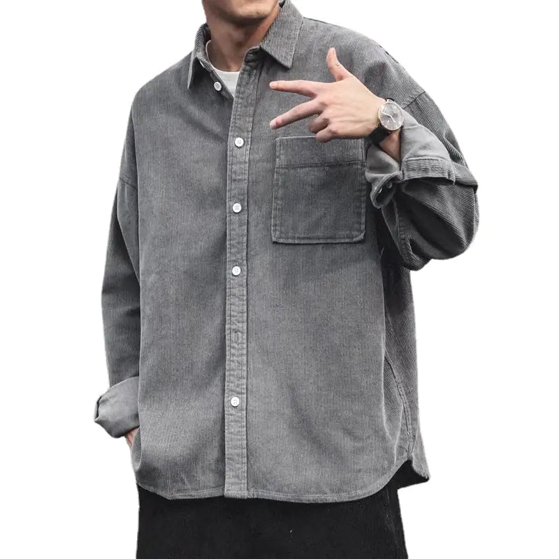 Retro Korean Casual Polyester Men's Daily Shirt