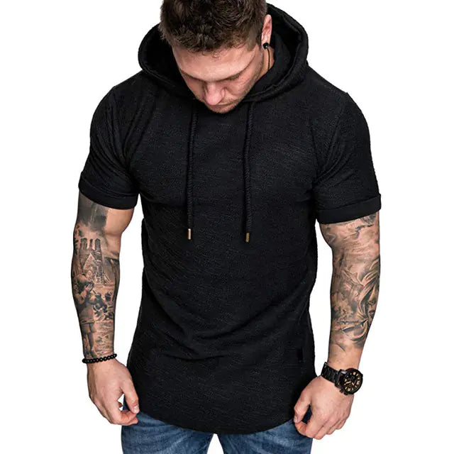 Men's Casual Short Sleeve Hoodies - Solid Colors