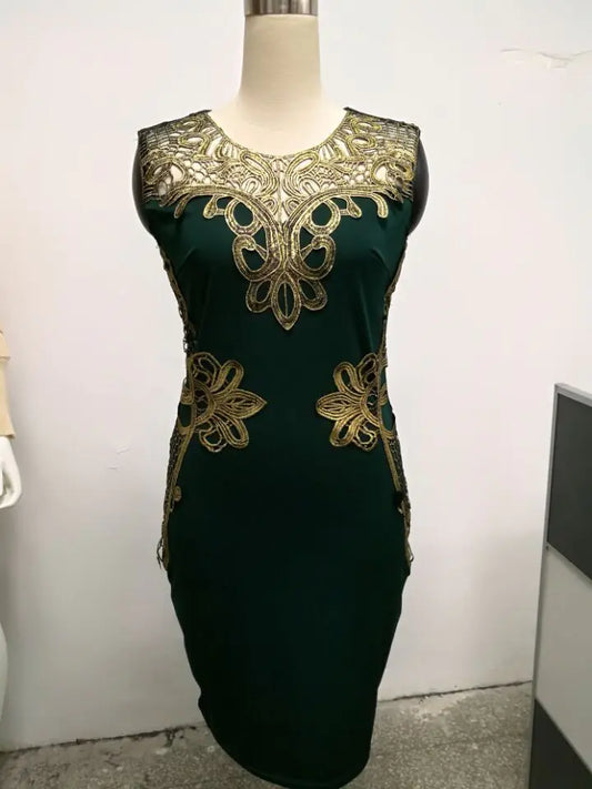Elegant Lace Appliqué Sleeveless Dress