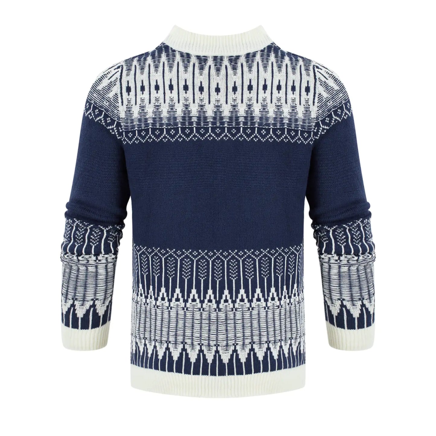 Men's Crewneck Pullover Sweater Unisex Fair Isle Long Sleeve Knitted Sweater