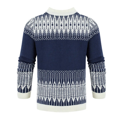 Men's Crewneck Pullover Sweater Unisex Fair Isle Long Sleeve Knitted Sweater
