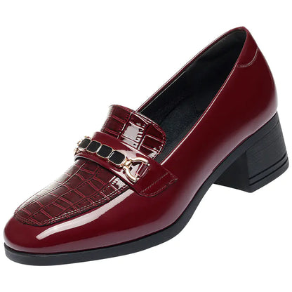 Red Soft Leather Wedding Shoes for Women