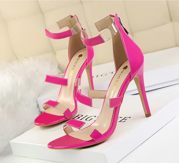 Strap Sandals, Slimming High Heels with Thin Heels