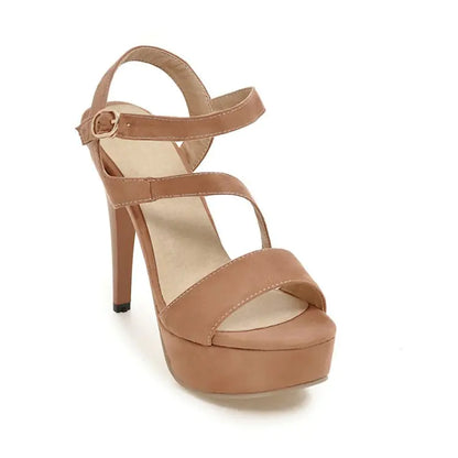 נעלי עקב גבוהות חדשות מזמש עם רצועות צולבות לנשים