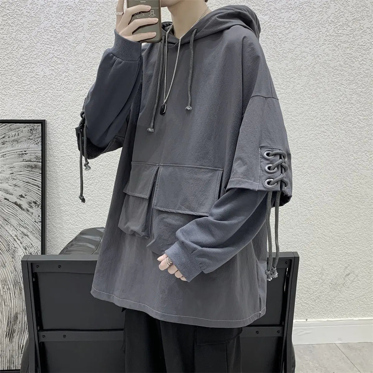 Men's Hooded Cargo Pocket Hoodies - Harajuku Streetwear