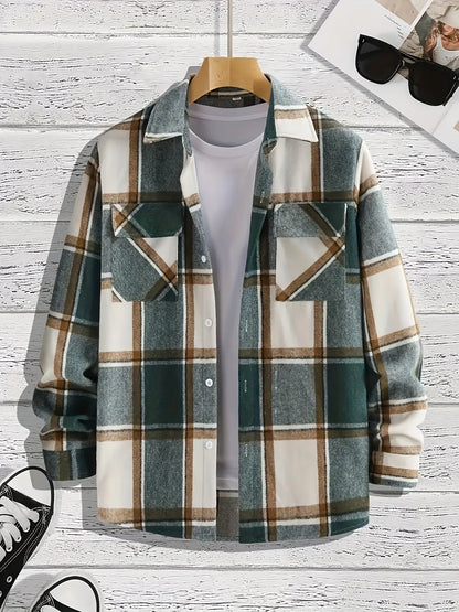 Men's Versatile Casual Plaid Coat Shirt