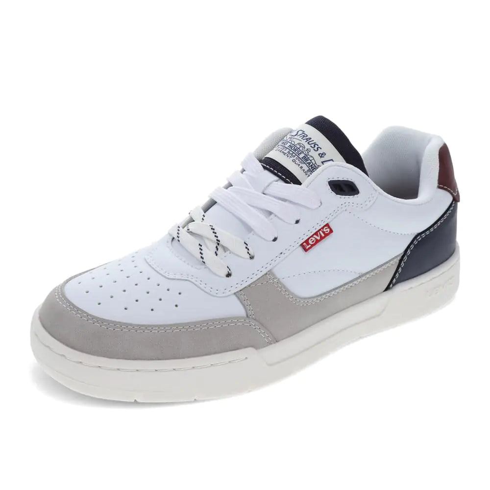 Levis Mens La Jolla Synthetic Leather Casual Lace Up Sneaker Shoe White/Cement/Navy 13 M