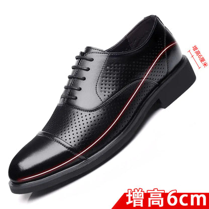 Men's Leather Dress Shoes with Height Increase (UK Style)