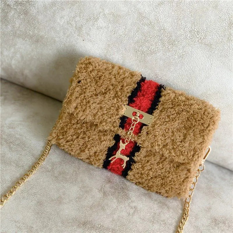 Hand-Woven Fleece Lined Plush One-Shoulder Bag