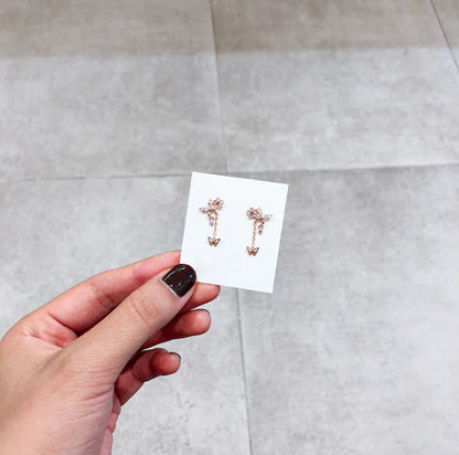 Pink Butterfly Rhinestone Elegant Earrings