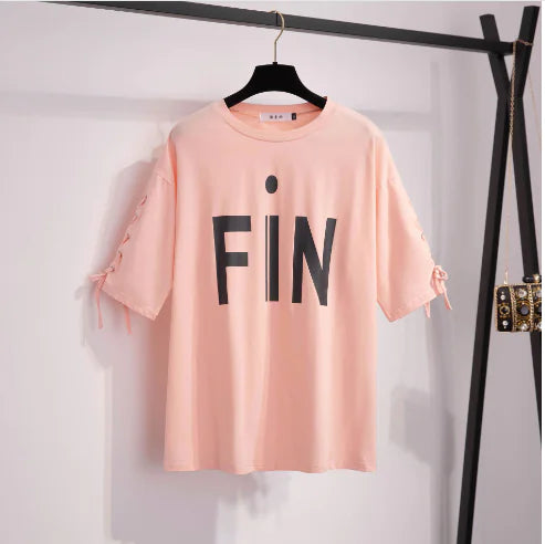 Iron Ring Letter Print BF T-Shirt