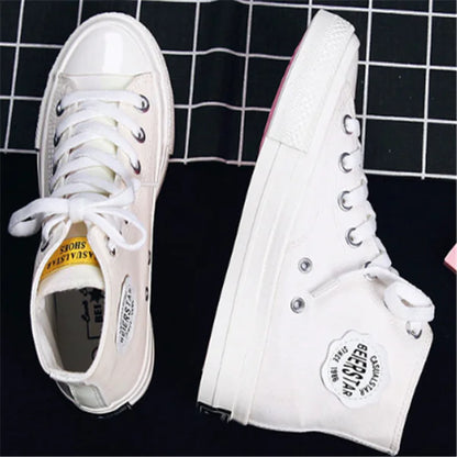 High-Top Canvas Shoes with Versatile Hong Kong Style