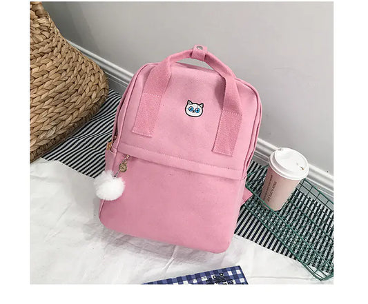 2018 Korean Style Canvas Embroidered Backpack