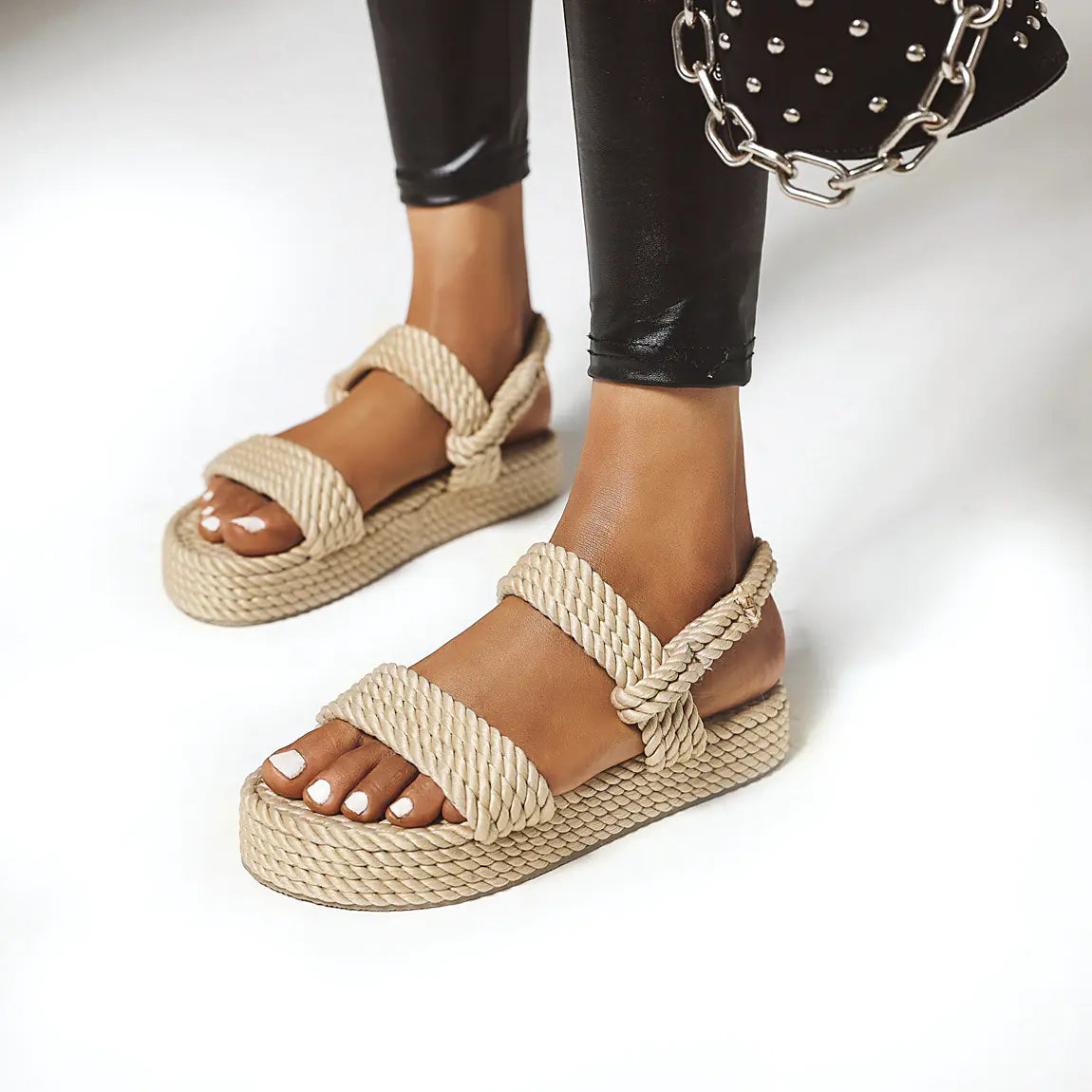 Rope Sandals, Woven Linen Beach Shoes for Women