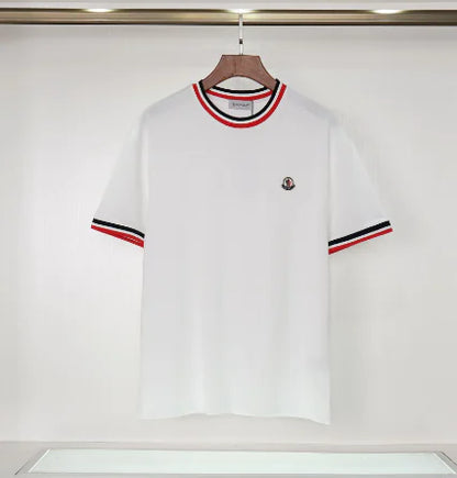 Casual Color Block Rainbow Embroidered Cotton T-Shirt