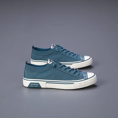 Men's Casual Lace-Up Flat Canvas Shoes - Trendy Style