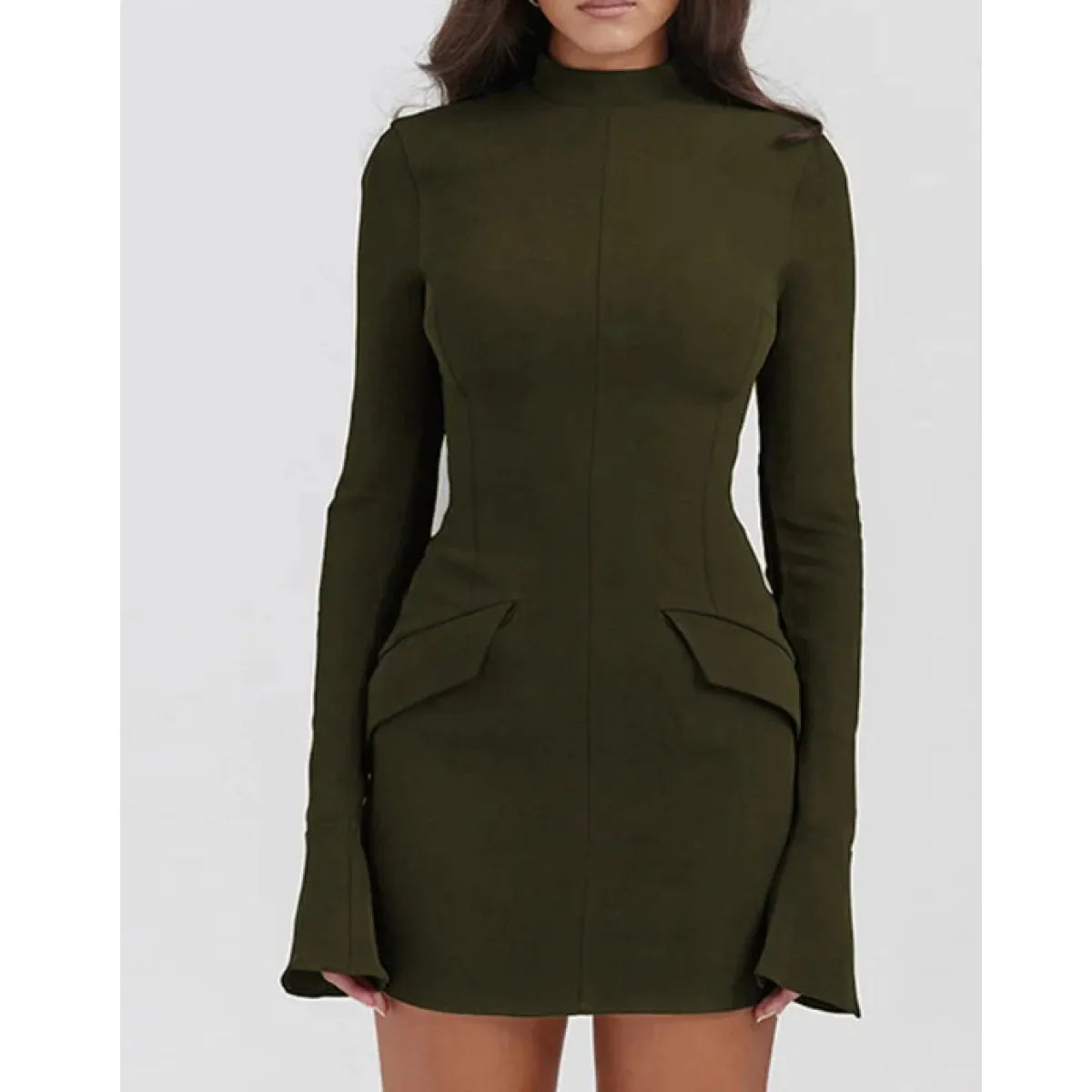 Elegant Slim-Fit Long-Sleeved Dress