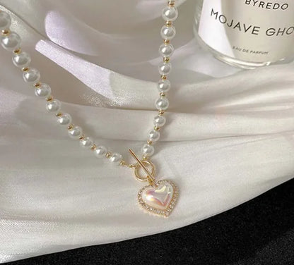 Elegant Pearl Love Necklace