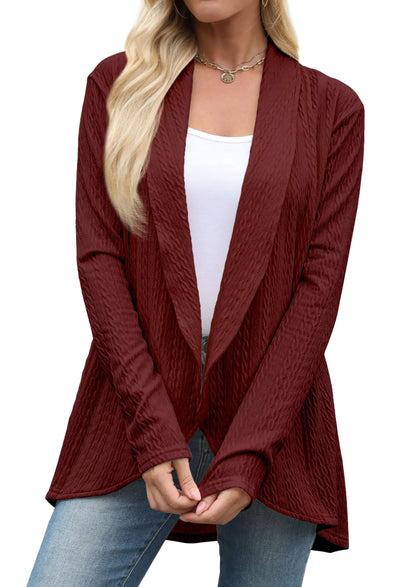 Red Cardigan for Women 2024 Dressy Lightweight Spring Duster Open Front Long Sleeve Trendy Sweater Jackets Red S