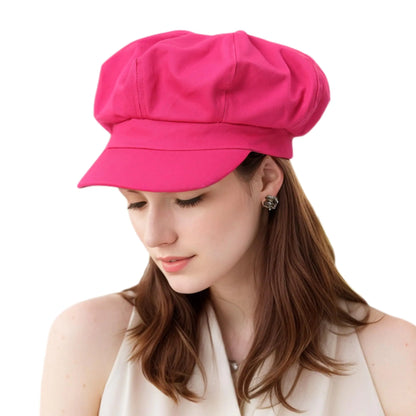 Newsboy Hats for Women -100% Cotton Womens Newsboy Cap Vintage Cabbie Hat - Pageboy Hats for Women Girls Ladies Gift (Cotton Hotpink)