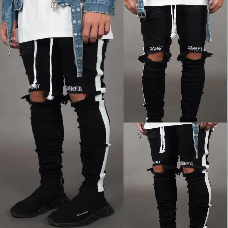 Webbing-Trimmed Jeans