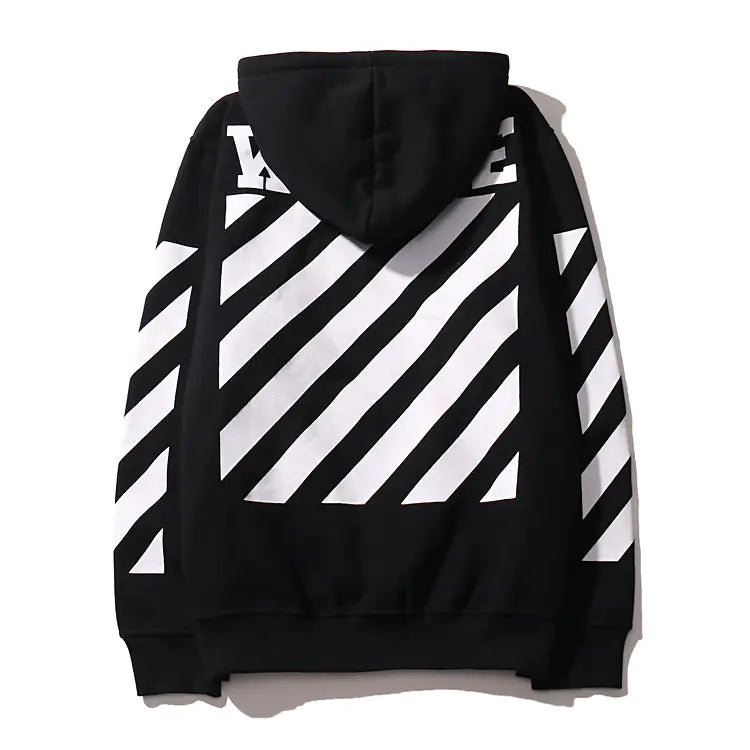 Off-White Fleece Hoodie with Striped Print for Fall/Winter