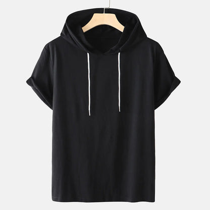 Plus Size Men's Hooded T-Shirts with Drawstring (Summer)