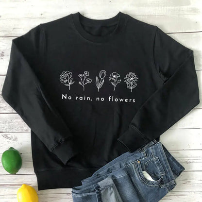 Floral Print Round Neck Long Sleeve Sweatshirt