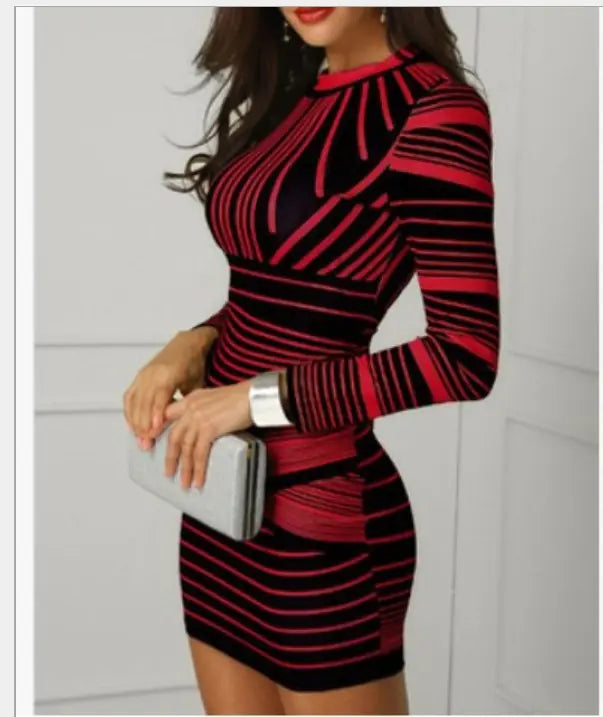 Striped Print Bodycon Skirt