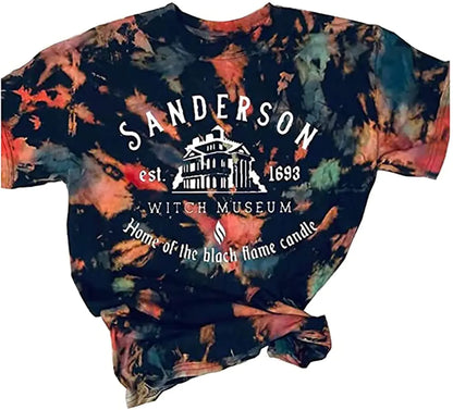 Sanderson Sisters Halloween Shirt Women Sanderson Bed and Breakfast Tee Hocus Pocus Funny Tshirt Fall Casual Shirts（LargeTie Dye1