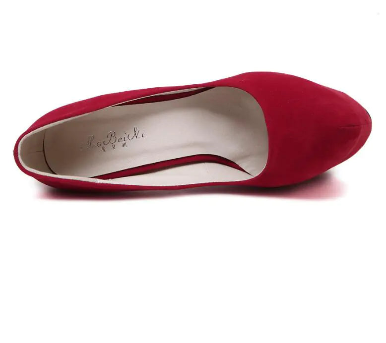 New Women's High Heel Suede Pumps - Black Nightclub Shoes