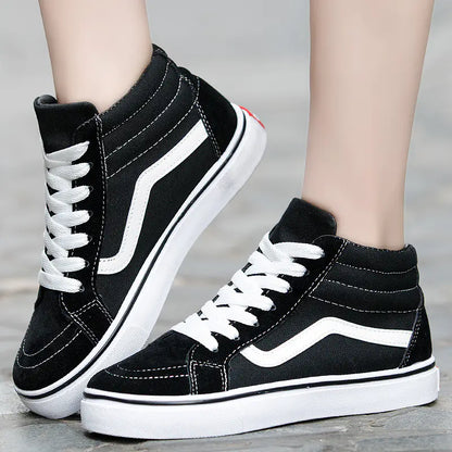 Men's High-Top Canvas Sneakers - Trendy Black Casual Shoes