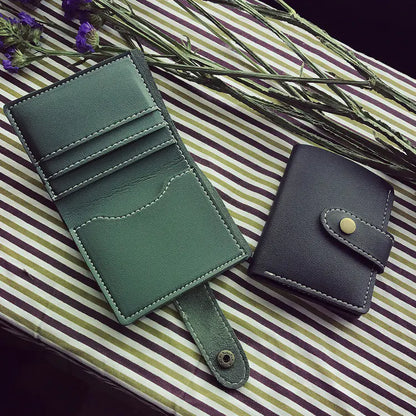 Button Closure Two-Fold and Three-Fold Card Wallets