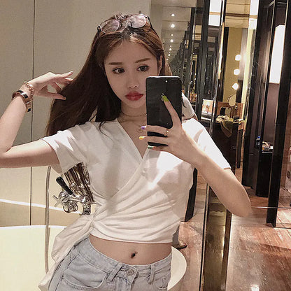 Summer Women's Reversible Backless T-Shirt Top