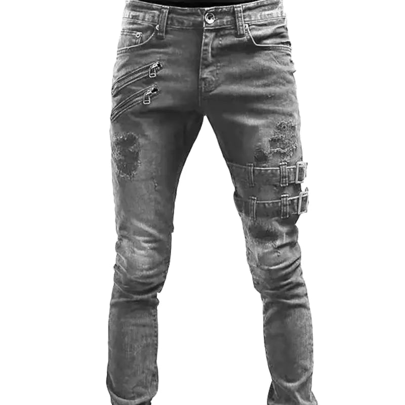 Personalized Trendy Ripped Motorcycle Jeans