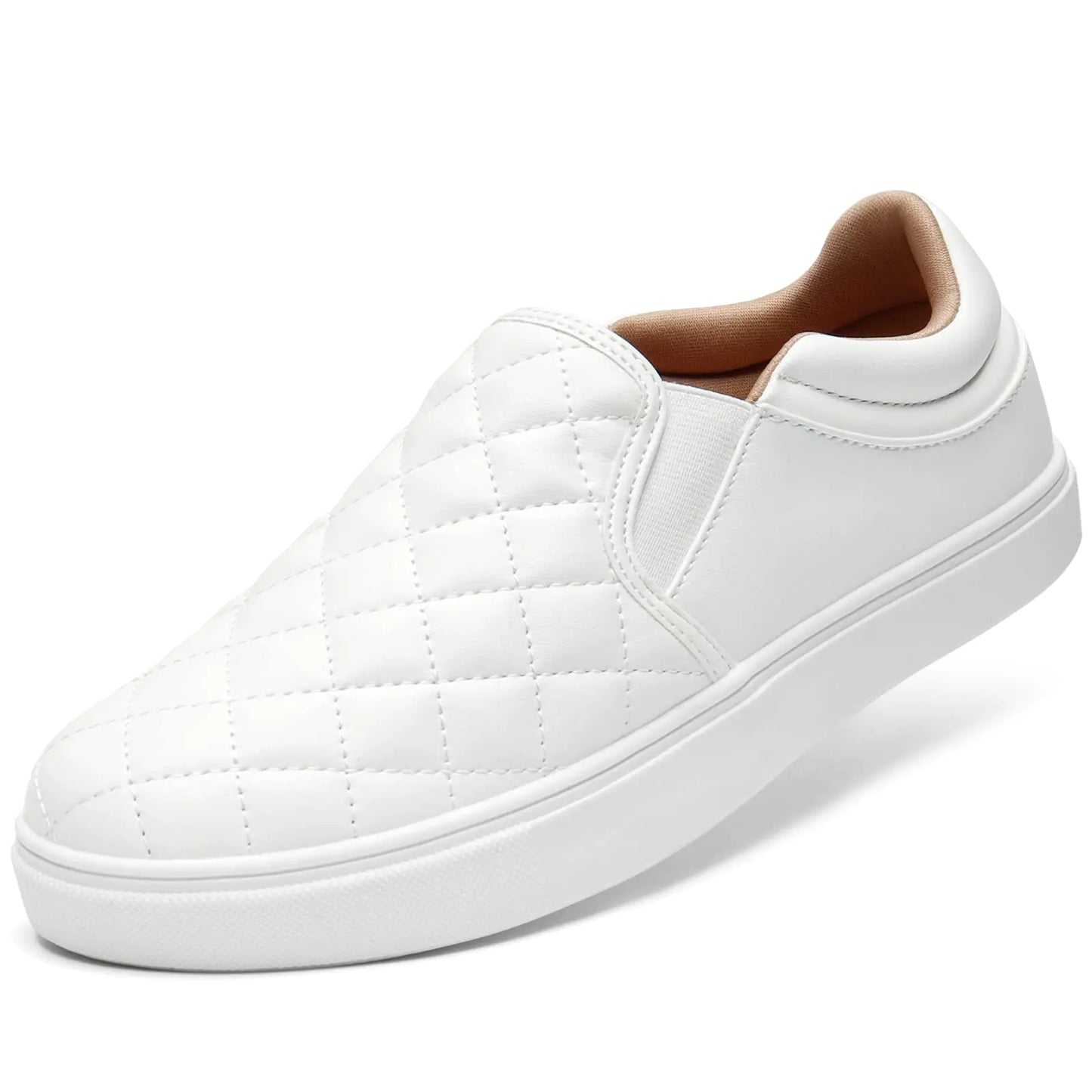 STQ White Slip On Shoes for Women Slip on Tennis Sneakers Comfortable Nurse Loafers White Size 8