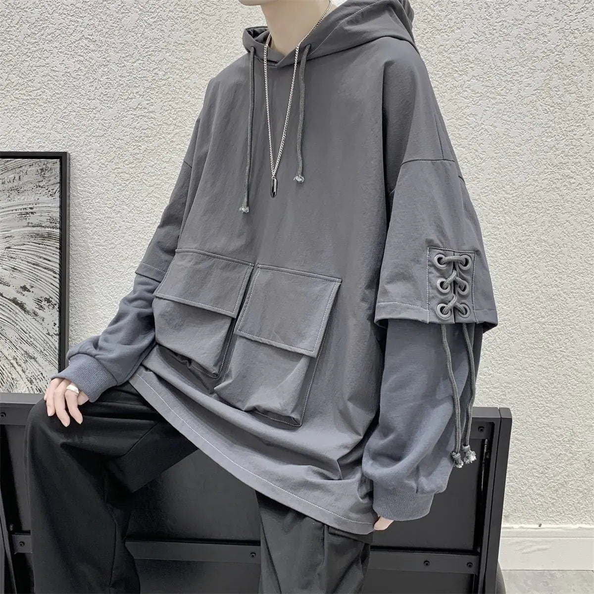 Men's Hooded Cargo Pocket Hoodies - Harajuku Streetwear