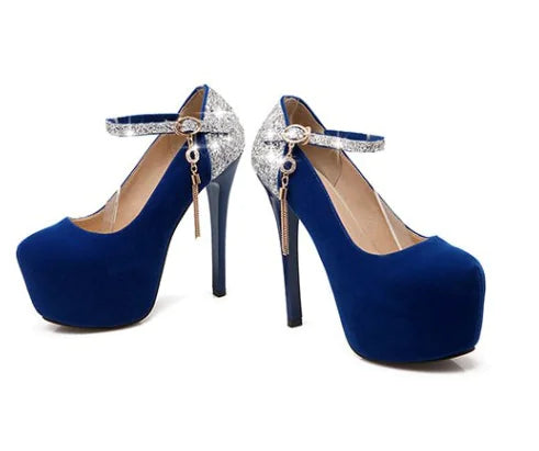 נעלי עקב גבוהות לנשים - נעלי כלה עם סטילטו עמידות למים