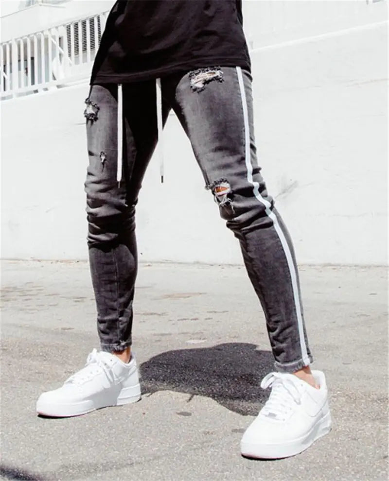 Men's Distressed Tattered Jeans