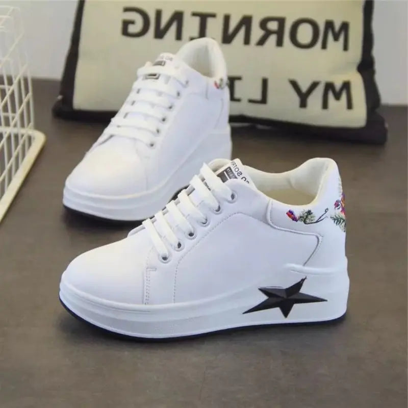 Embroidered Casual Women's Sneakers - Korean Style