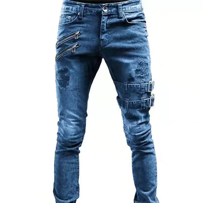 Personalized Trendy Ripped Motorcycle Jeans