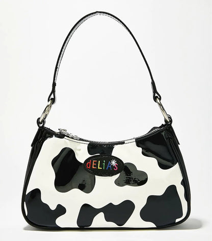 Vintage Cow Print Baguette Bag - Stylish Tote Handbag