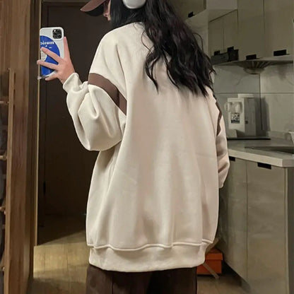 Plus Velvet Loose Hoodies for Women - Vintage Streetwear