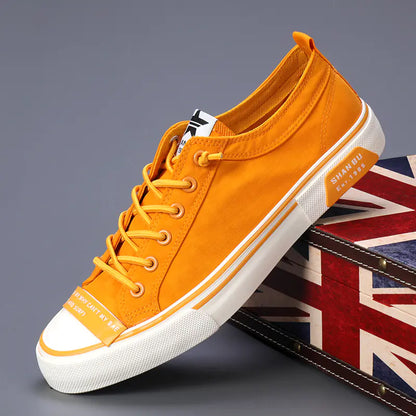 Men's Casual Lace-Up Flat Canvas Shoes - Trendy Style